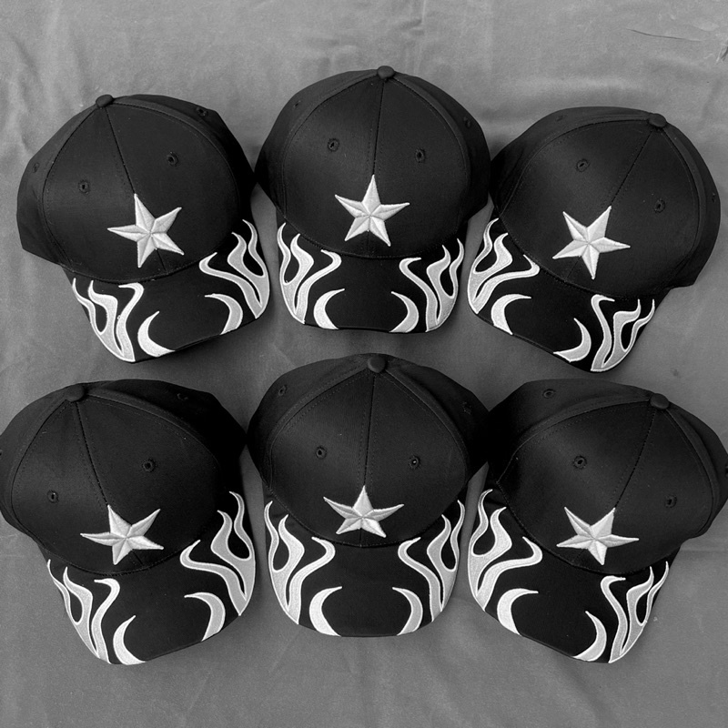 Nón lửa lưỡi trai Flame Star_cotton_màu đen_dành cho nam và nữ