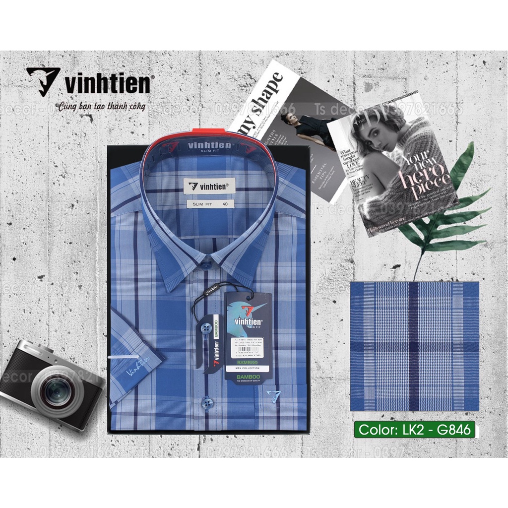 Áo Sơ Mi Nam Bamboo Ngắn Tay Slimfit Vĩnh Tiến Gtb 430