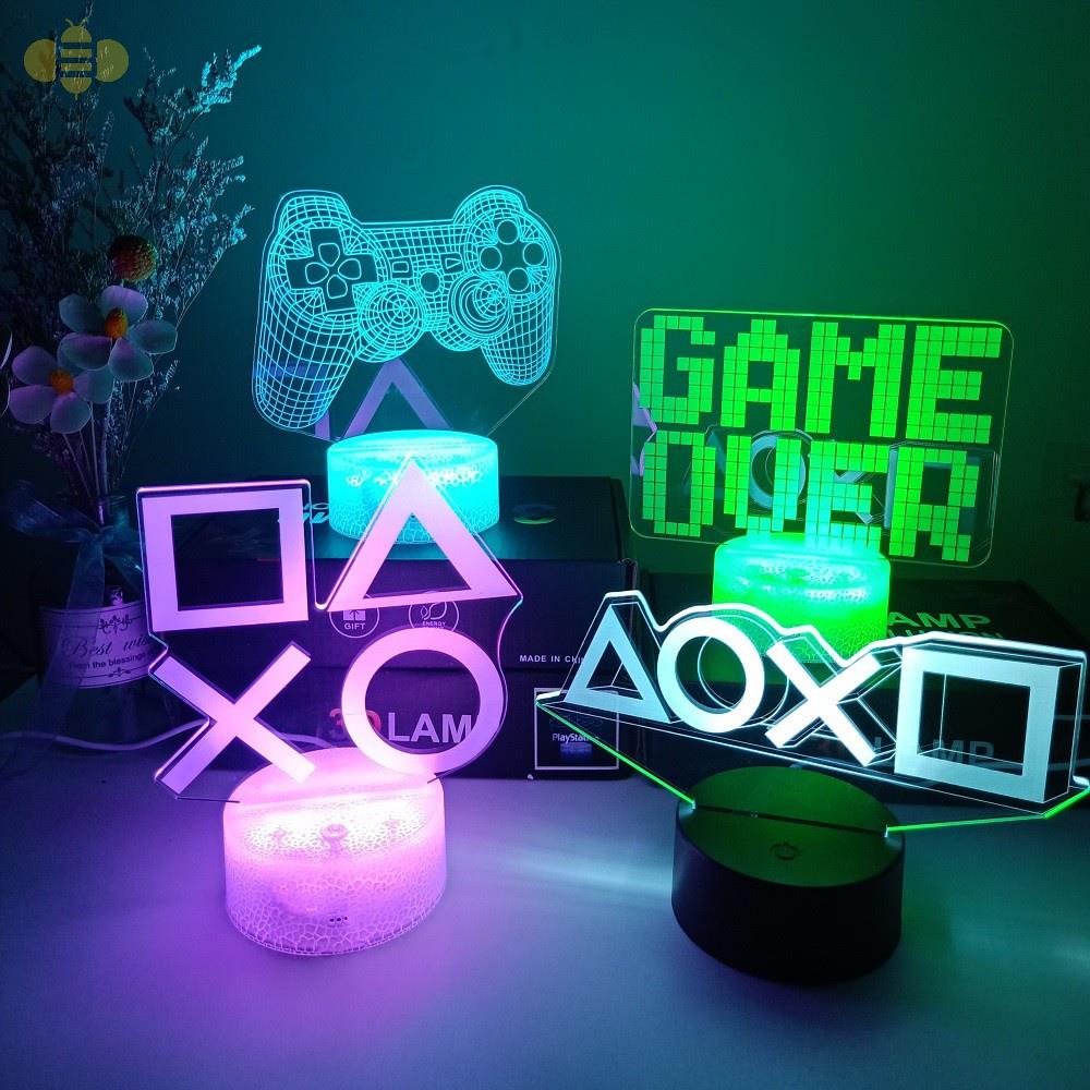 ☃►❡SẴN SÀNG Đèn LED 3D Đèn ngủ Quà tặng sáng tạo Đèn bàn Playstation Phòng chơi game Bàn làm việc Đèn ngủ Bảng điều khiể