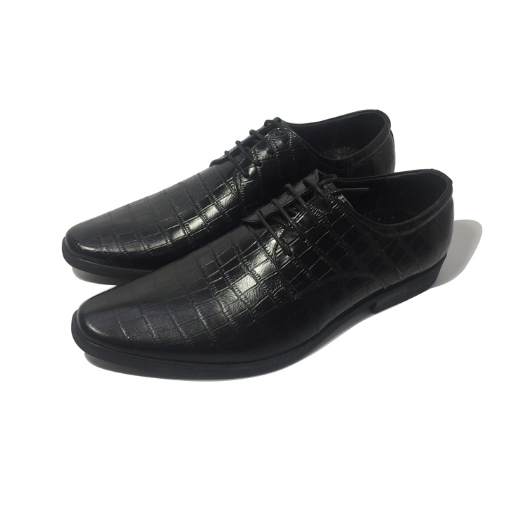 Giày Tây Nam Công Sở Happyshoes Da Bò Thật Vân Cá Sấu HS19