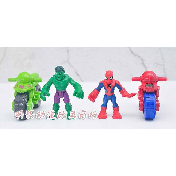 Set 2 Mô Hình Mô Phỏng Người Nhện / Người Lái Xe Máy / Hulk Cho Bé