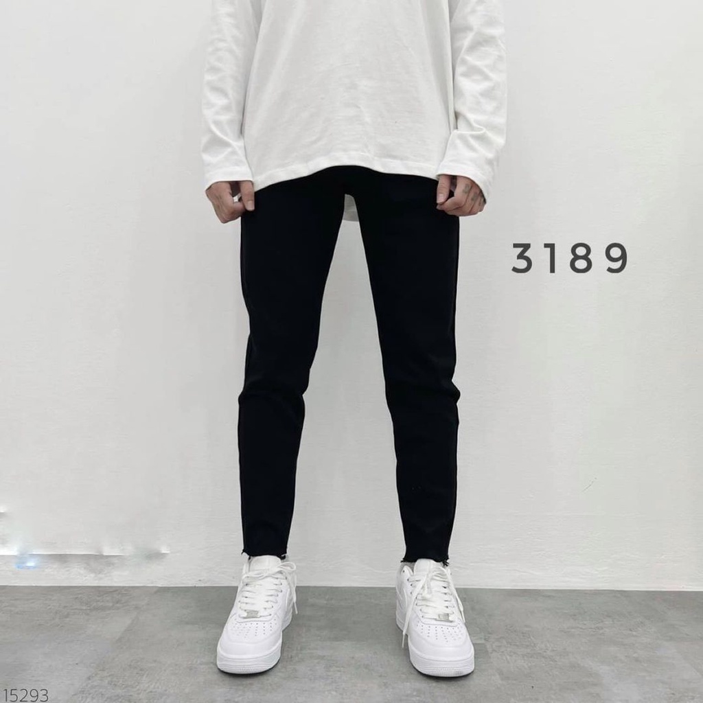 Quần Jean Skinny nam đen trơn chất vải bò co giãn