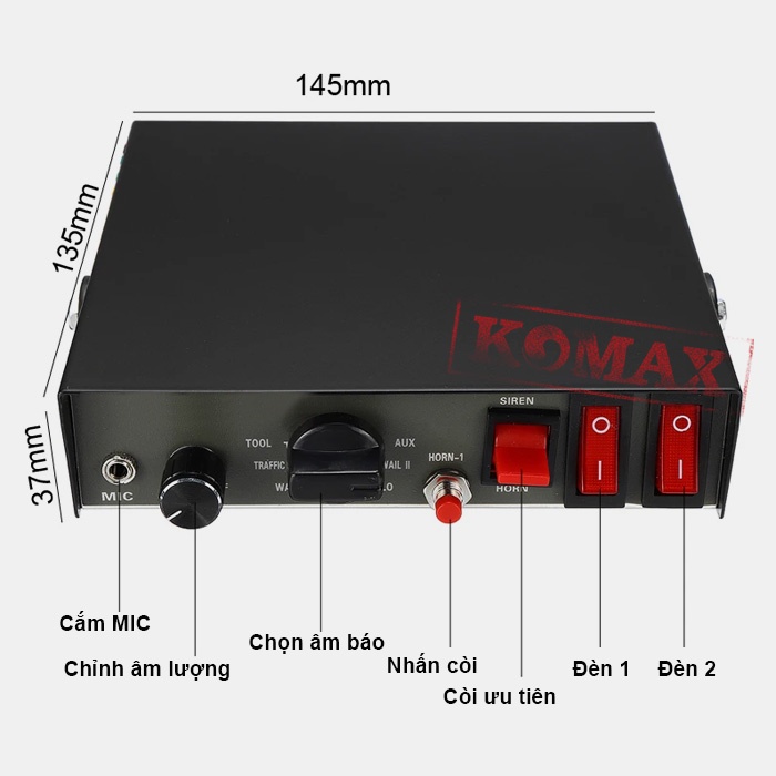 BỘ CÒI HÚ AMPLY 200W CHO XE CHỮA CHÁY, xe cấp cứu, xe công an CJB-C200TD hú còi chuyên dụng