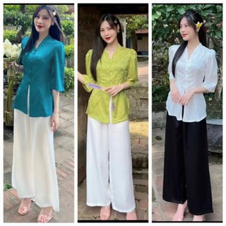 Bộ lam đi chù nút bộc/sét lam đi chùa gấm nút bộc/bộ pháp phục đi chùa