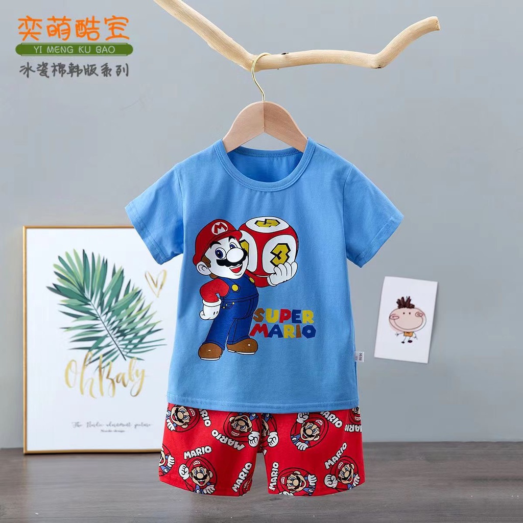 Đồ bộ trẻ em Quảng Châu - Bộ cotton cộc tay xuất Hàn cho bé trai