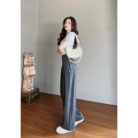 Quần ống xuông đen, nâu thắt dây nơ style mua hè siêu hack dáng 2023 LUMA999