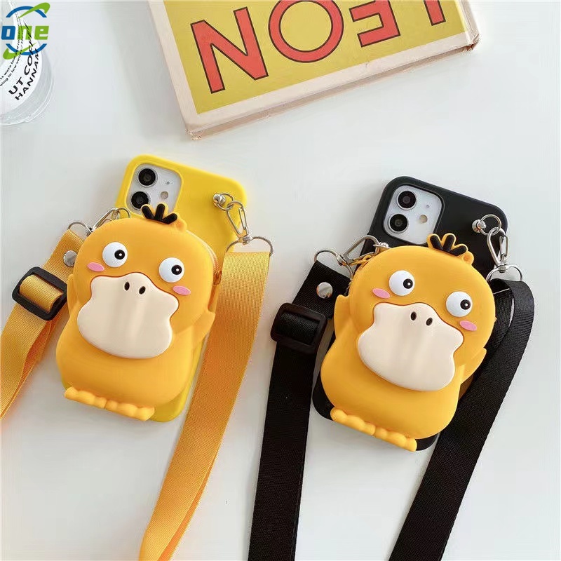 Ốp Điện Thoại Silicon Mềm Hình Chú Vịt Gắn Dây Đeo Cho iphone 6 6s 7 8 x xr xs max 11 12 12 pro 13 14 plus 14 pro max