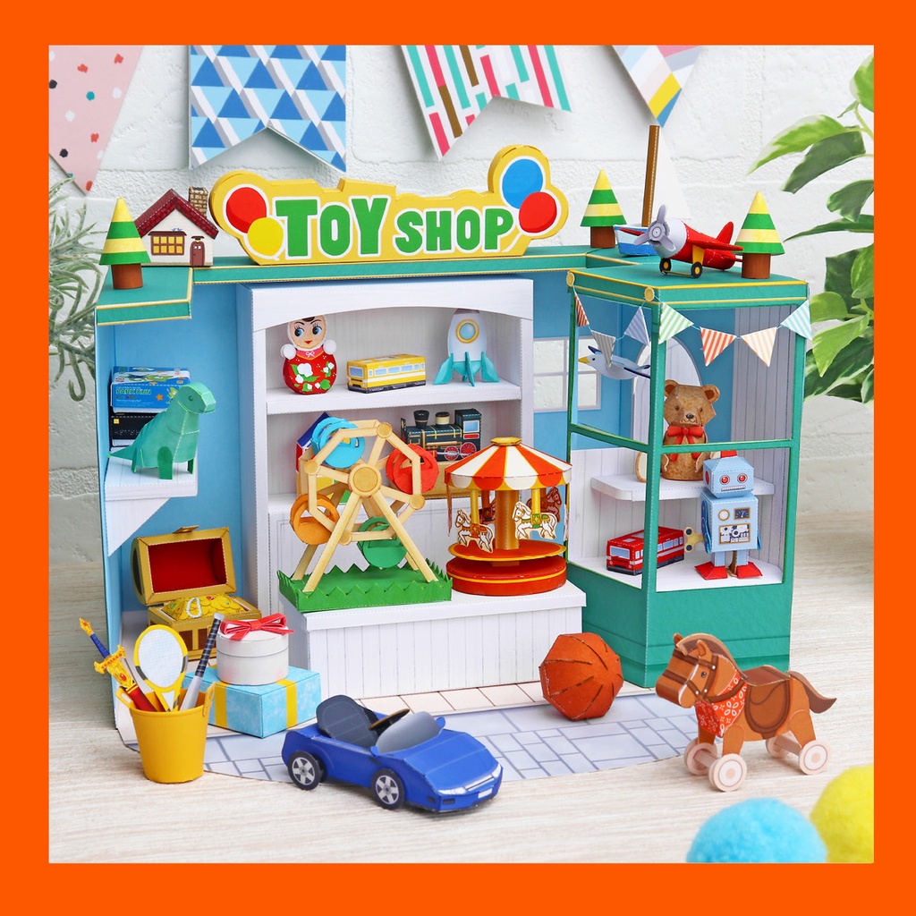 Mô hình handmade bằng giấy - Cửa hàng đồ chơi (Toy shop - Papercraft) (Tặng kèm 1 tấm decal "money chibi")