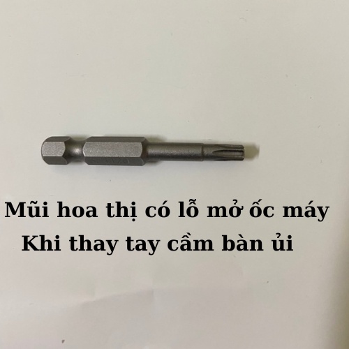 Mũi hoa thị có lỗ mở ốc đáy máy ủi hơi Philips