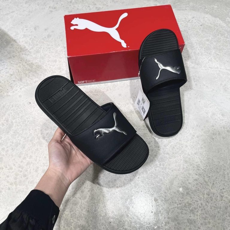 Dép Quai Ngang Chính Hãng Puma Cool Cat Đen Logo Bạc Shop Xám Store