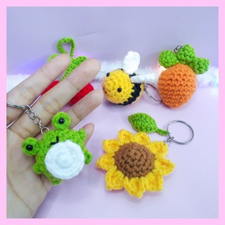 Móc khóa con ếch, móc khóa len, móc khóa handmade