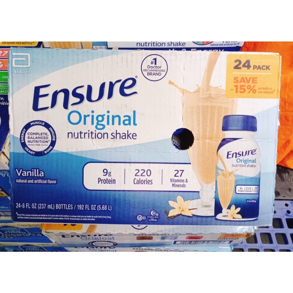 Sữa Ensure nước hương Vani Ensure Original Vanilla 237ml Thùng 24 chai (DATE 01/2024)