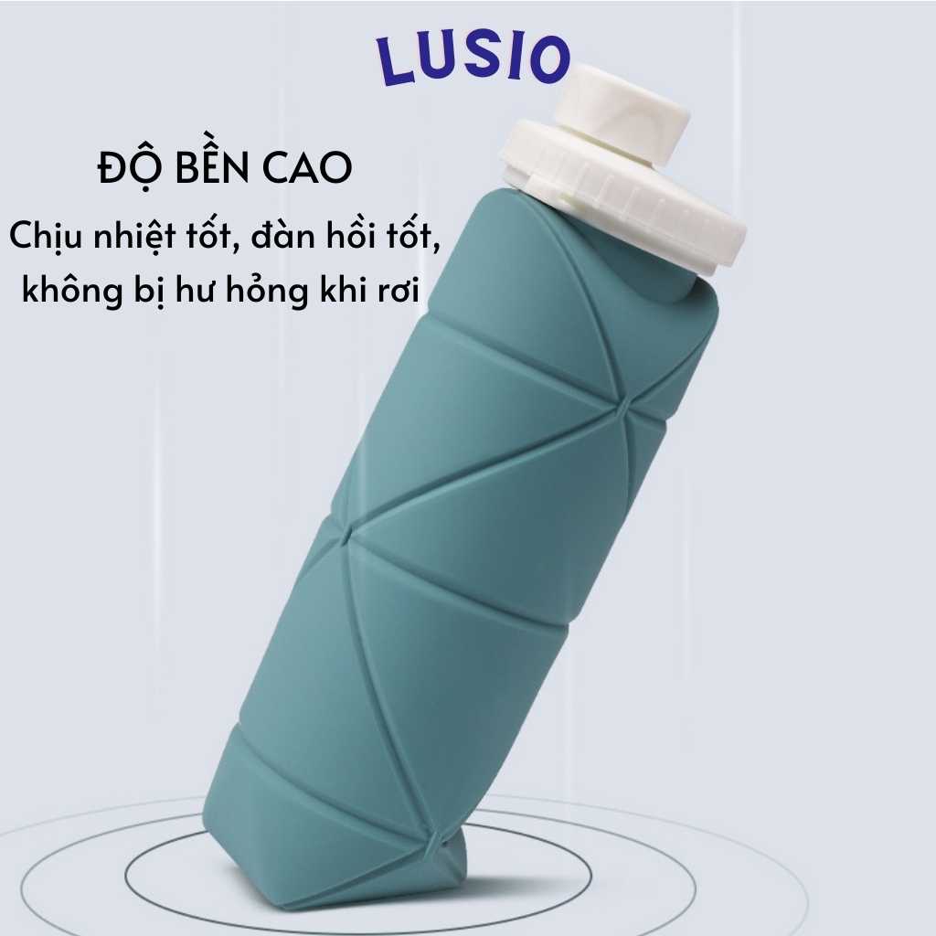 Bình Nước Silicon Gấp Gọn Tiện Lợi,Bình Nước Tập Gym, Thế Thao, Dã Ngoại 600ml Không BPA An Toàn Cho Sức Khỏe