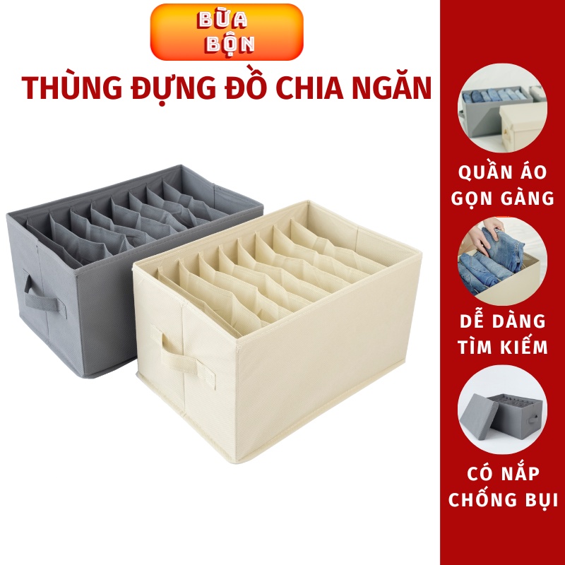 có nắp đậy,Thùng vải chia ngăn gấp gọn thông minh hàng VNXK