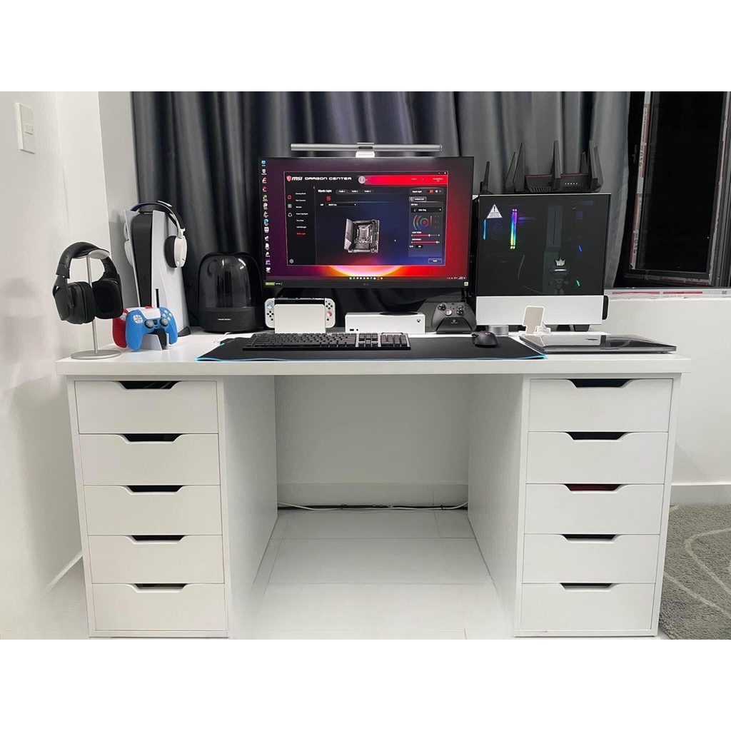 Bàn Ikea 2 hộc tủ, Bàn Làm Việc, Học Tập, Chơi Game, Bàn Máy Tính, kích thước dài,  bảo hành 12 tháng