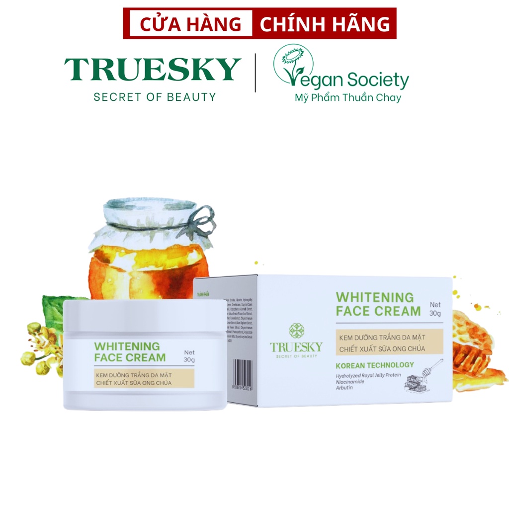 Bigsize Kem dưỡng trắng da mặt chiết xuất sữa ong chúa Truesky Whitening Face Cream 30g - Truesky Việt Nam