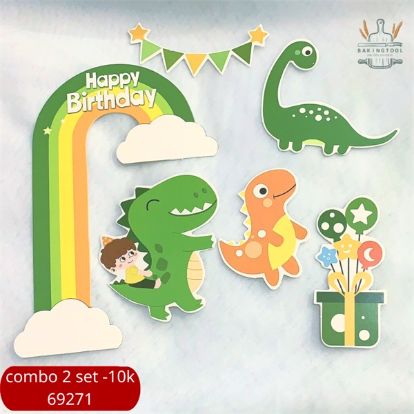 Set que giấy-Cầu vồng khủng long+bé trai(combo 2)