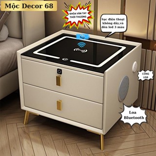  Tủ đầu giường táp đầu giường thông minh có sạc điện thoại loa bluetooth đèn led 3 màu kèm khóa vân tay - Mộc Decor 