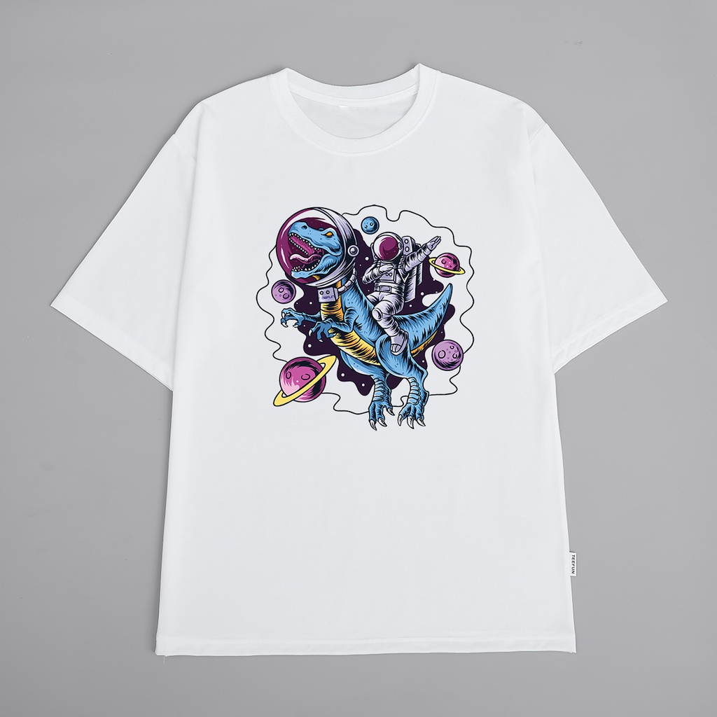 Áo Thun Unisex Astronaut Dinosaur TEEFUN (Có size trẻ em, Tay ngắn, Tay lỡ) 097