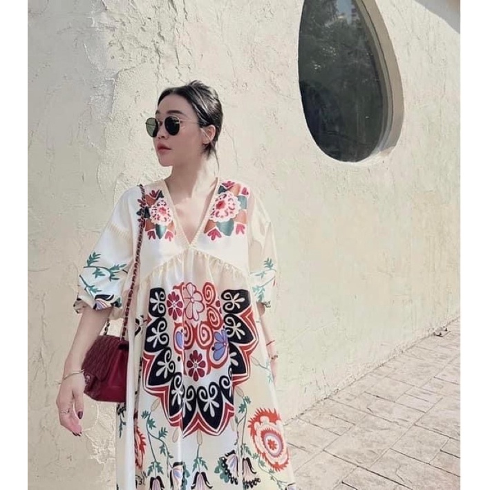 Rập giấy thiết kế, Rập giấy đầm váy nữ vổ V nhún ngực babydoll fom rộng, Rập giấy A0 cắt sẵn