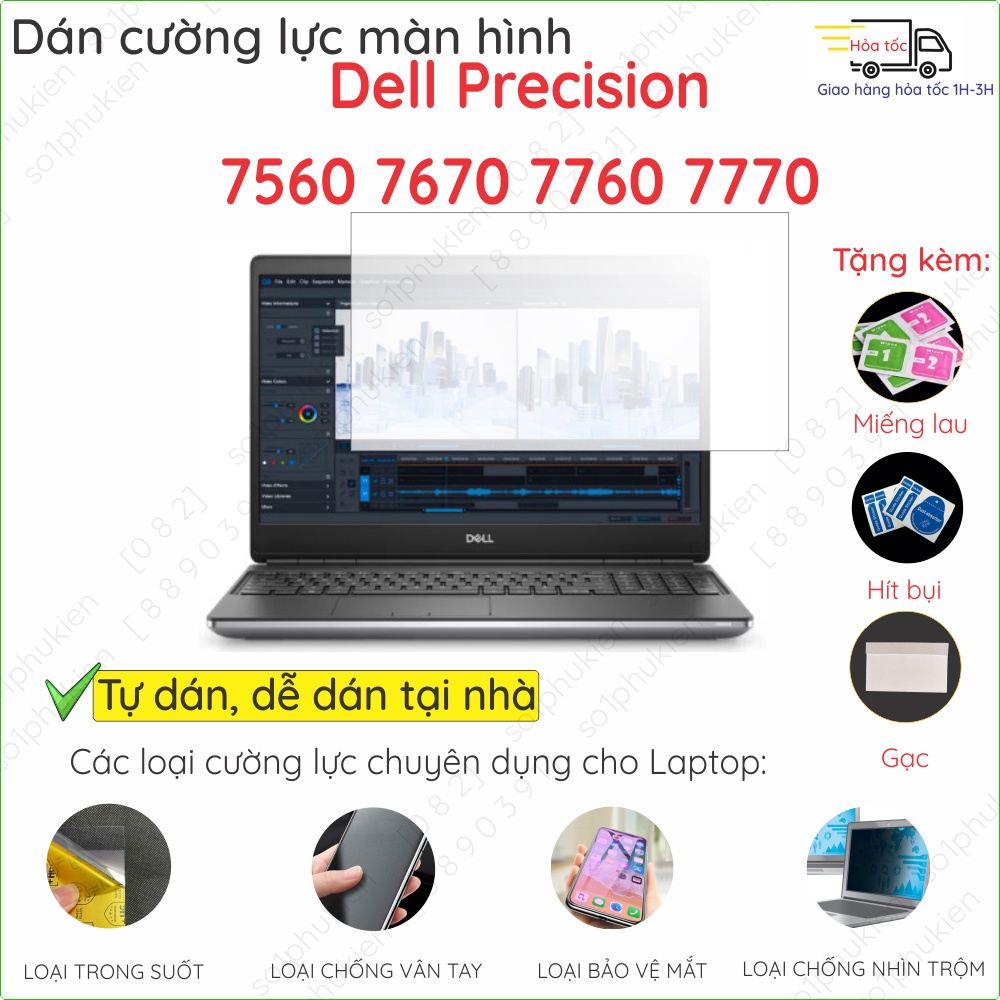 Dán màn hình cường lực laptop Dell Precision 7550/ 7560/ 7670/ 7760/ 7770 nano dẻo siêu mỏng trong suốt, nhám