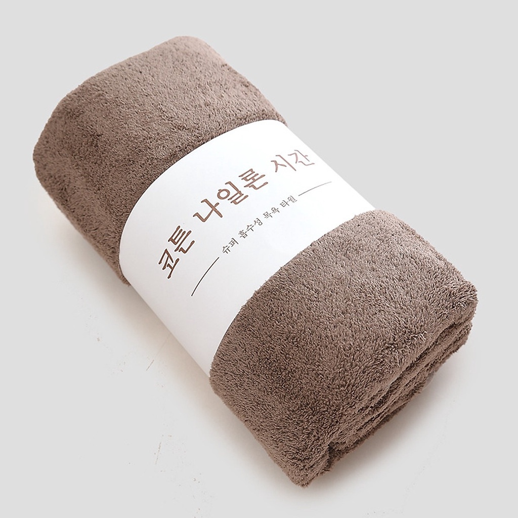 Khăn tắm lông cừu Hàn Quốc cỡ lớn 70x140cm, siêu mềm mịn thấm hút nước tốt, nhiều màu