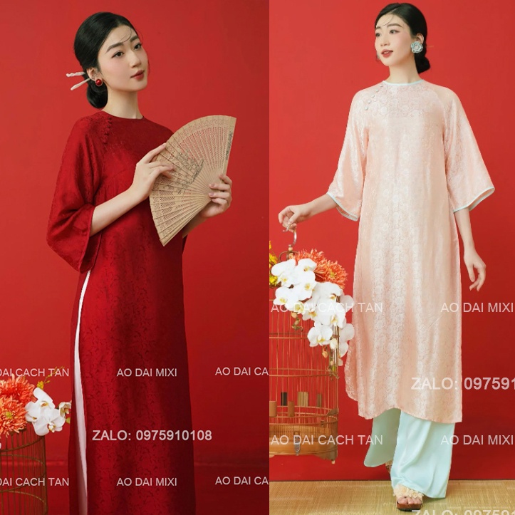 Áo dài Gấm NIÊN HOA thiết kế dáng suông tay lỡ, chất liệu gấm tơ siêu hot 2023 cho các nàng thơ