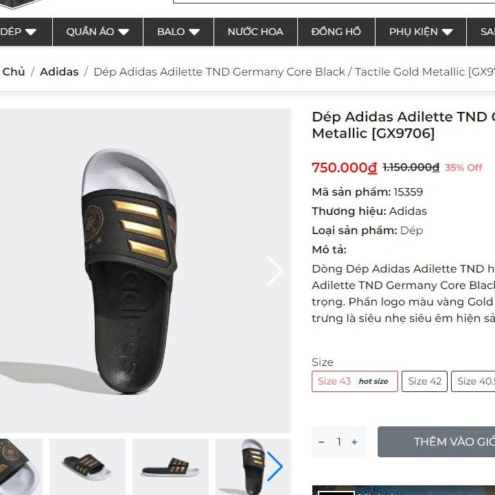 Dép Adidas Adilette TND Tuyển Đức GX9706 sẵn size 6 7 9