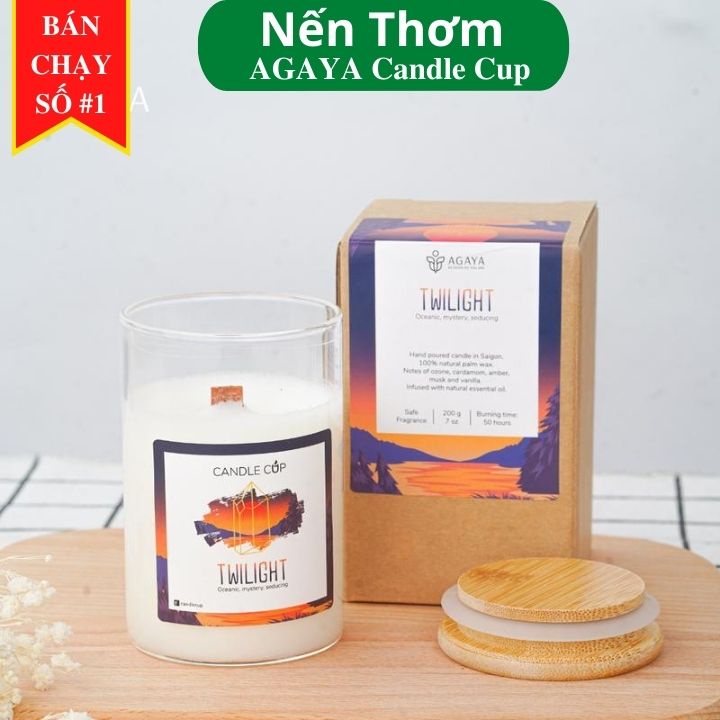 Nến thơm hương biển tinh dầu thư giãn Agaya Candle Cup cao cấp - Hương TWILIGHT