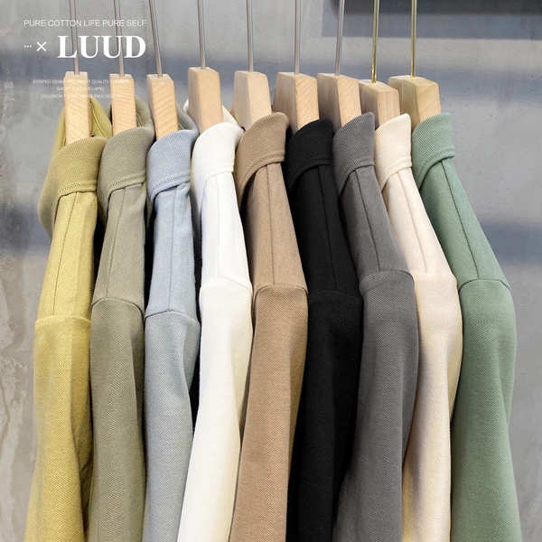 Luud Modilan Áo Thun POLO Cotton Tay Ngắn Dáng Ôm Đính Hạt Màu Mới Đơn Giản Dễ Phối Đồ Cho Nam