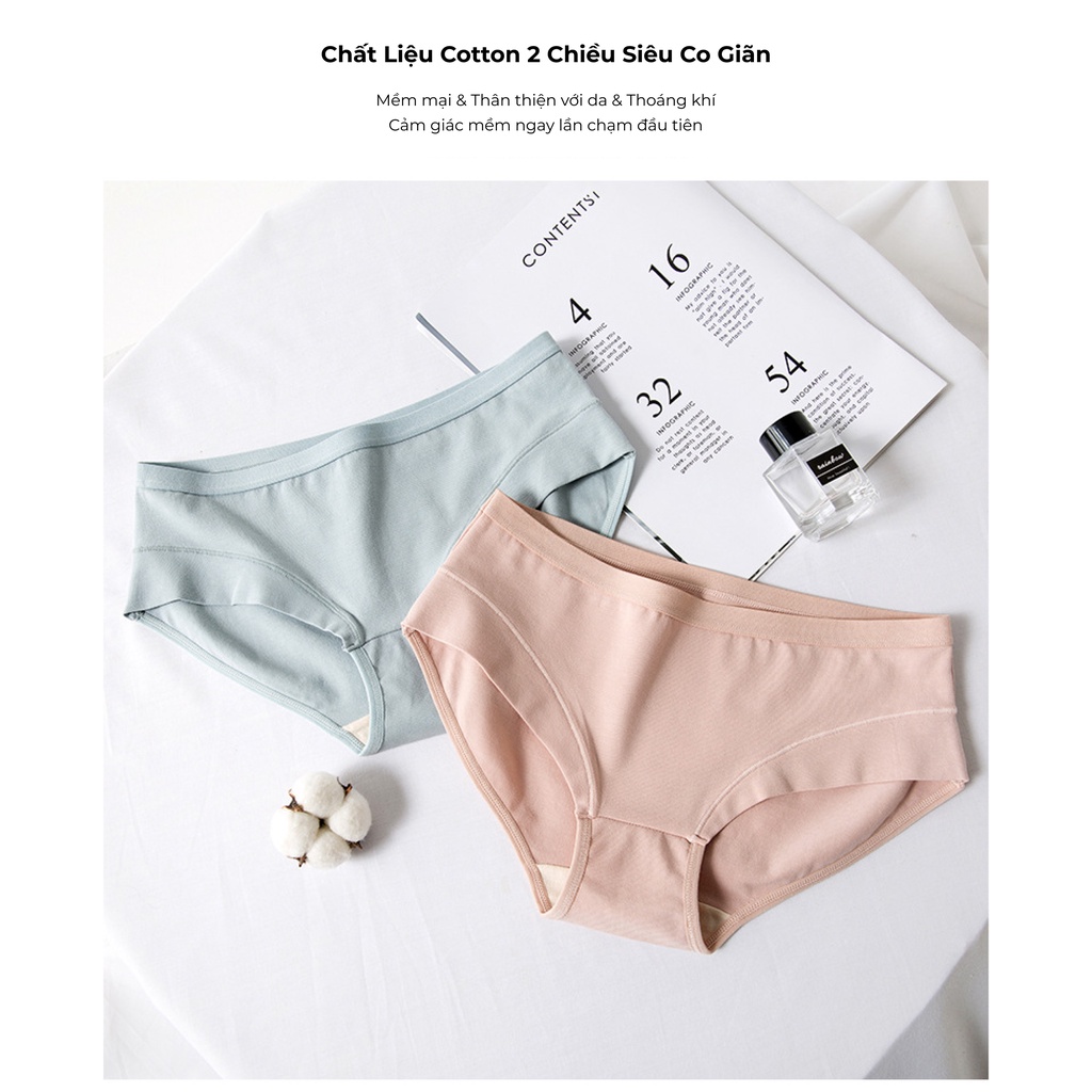 Combo 3 Quần lót nữ Cotton Bradina Japan, thấm hút, co giãn thoải mái, ôm sát QLC5