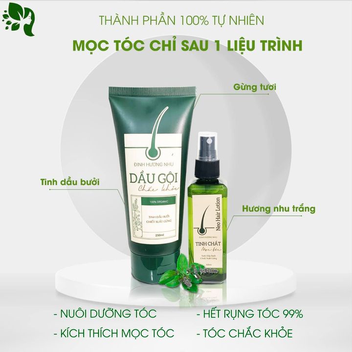 Combo dầu gội Đinh Hương Nhu + Xịt mọc tóc Neo Hair Lotion kích thích mọc tóc giảm gãy rụng làm dài và dày tóc