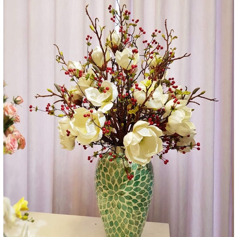 Cây giả cherry thân cổ giả trang trí nhà cửa bền đẹp hoa giả