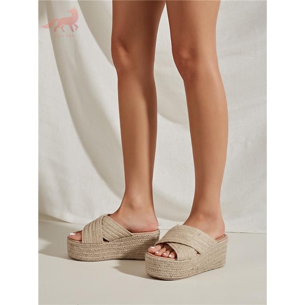 Giày cao gót mới mùa hè 2023 giày nữ đi bên ngoài dép chống trượt màu trơn phiên bản Hàn Quốc dép đế dày hình hoa mai