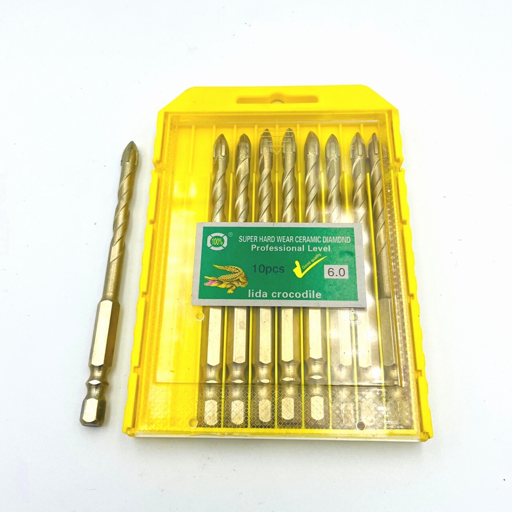 Mũi khoan đa năng 6-8-10-12mm, chân lục giác loại dài 12cm, khoan kính, thủy tinh, khoan gạch men, đá hoa cương