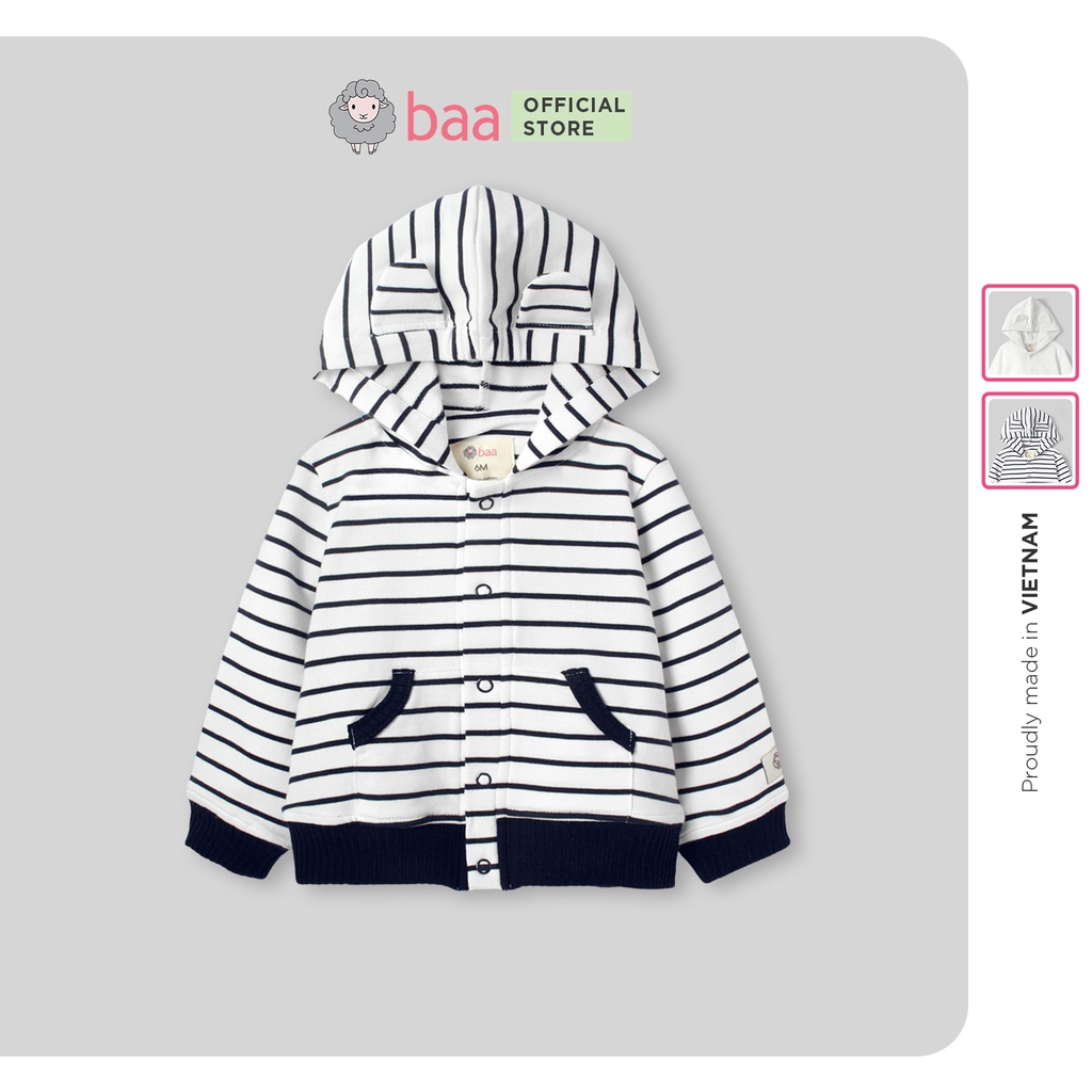 Áo khoác có nón bé gái, áo khoác sơ sinh cho bé từ 3 - 18 tháng Baa Baby - GN-AK05D-01