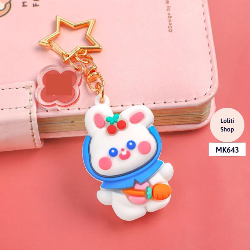 Móc khóa silicon thỏ anh đào cao cấp móc cài balo, chìa khóa dễ thương LOLITI MK643
