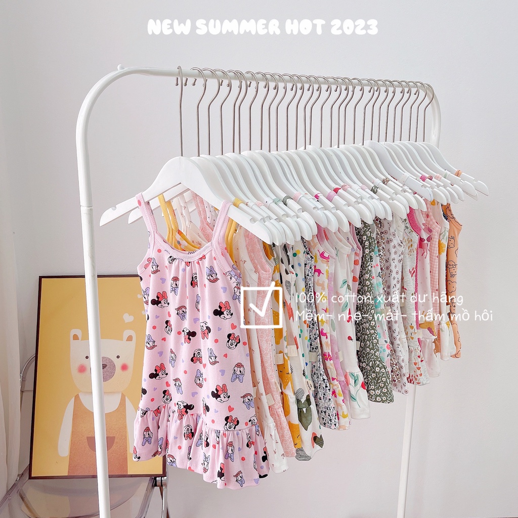 Set 3 váy 2 dây siêu xinh vải xuất dư cực sịn sò, siêu mát cho bé gái từ 10-18kg