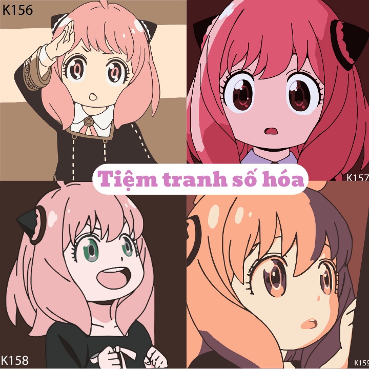 Tranh Tô Màu Số Hóa hình Spy X Family - Anya Forger Chúa Tể Meme - Tranh Tự Tô Màu theo Số Kích Thước 20x20 Đã CăngKhung