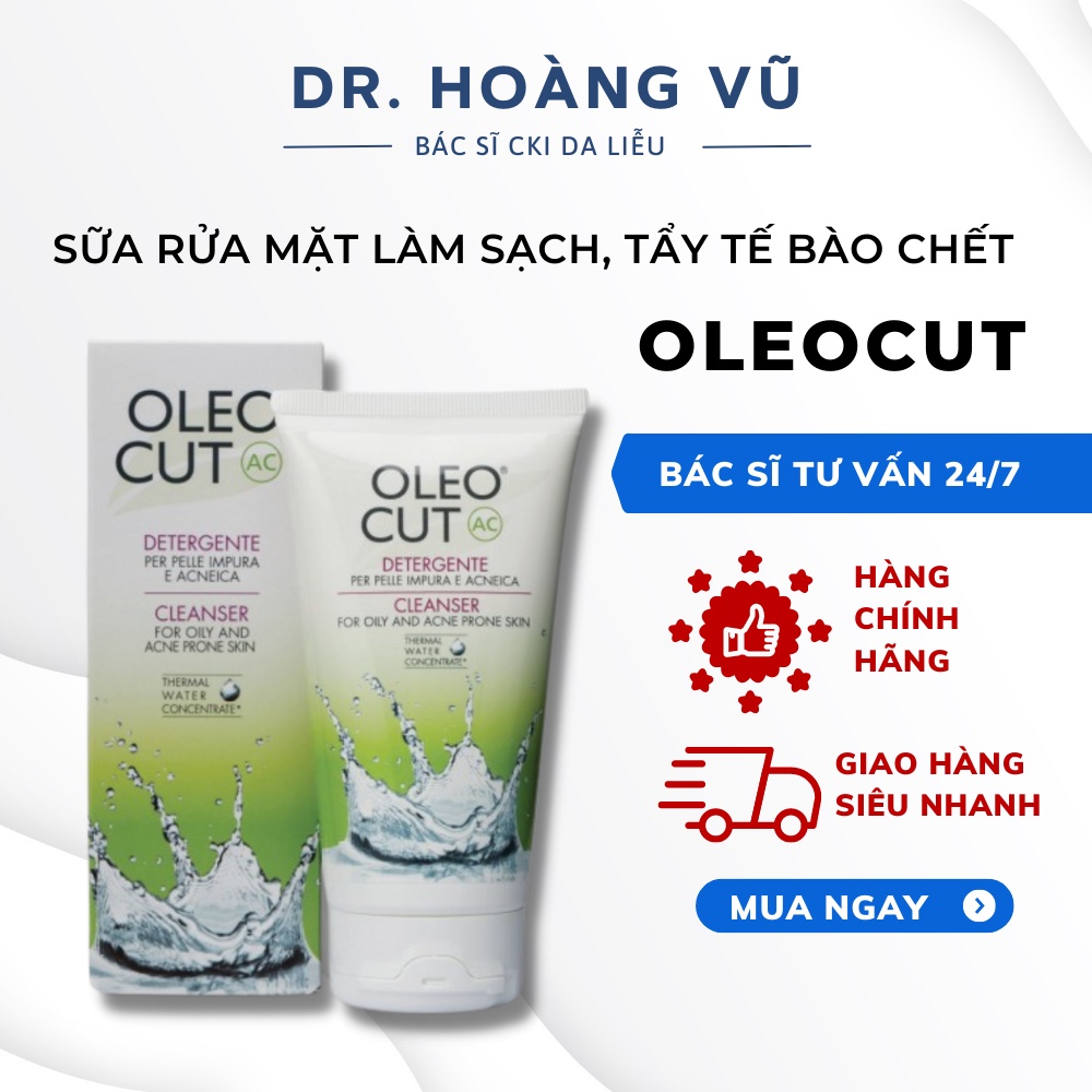 Sữa rửa mặt làm sạch, tẩy tế bào chết OLEOCUT AC CLEANSER 150ml - Dr. Hoàng Vũ