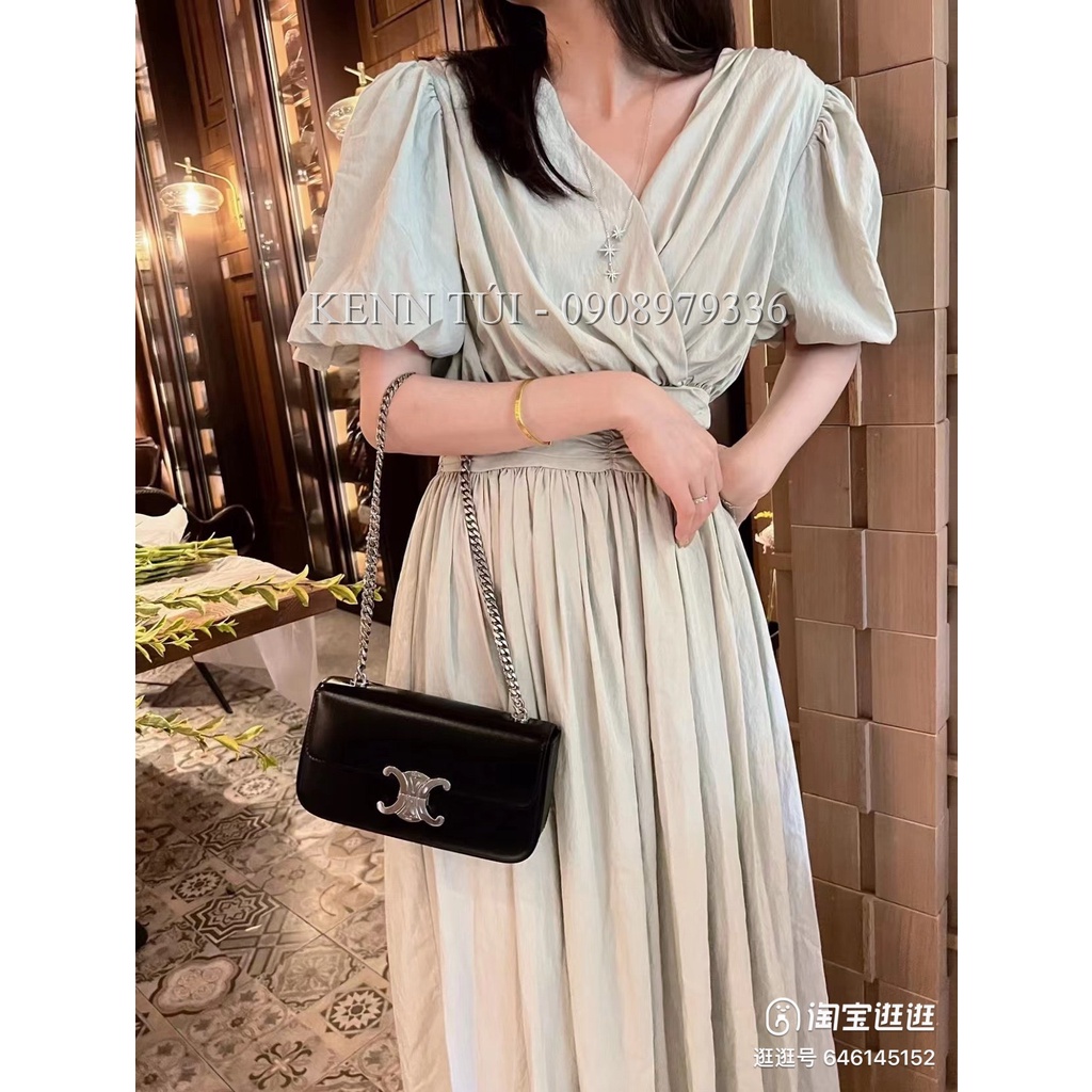 Túi kẹp nách đeo vai khóa bạc Ce.line 20cm hàng fullbox