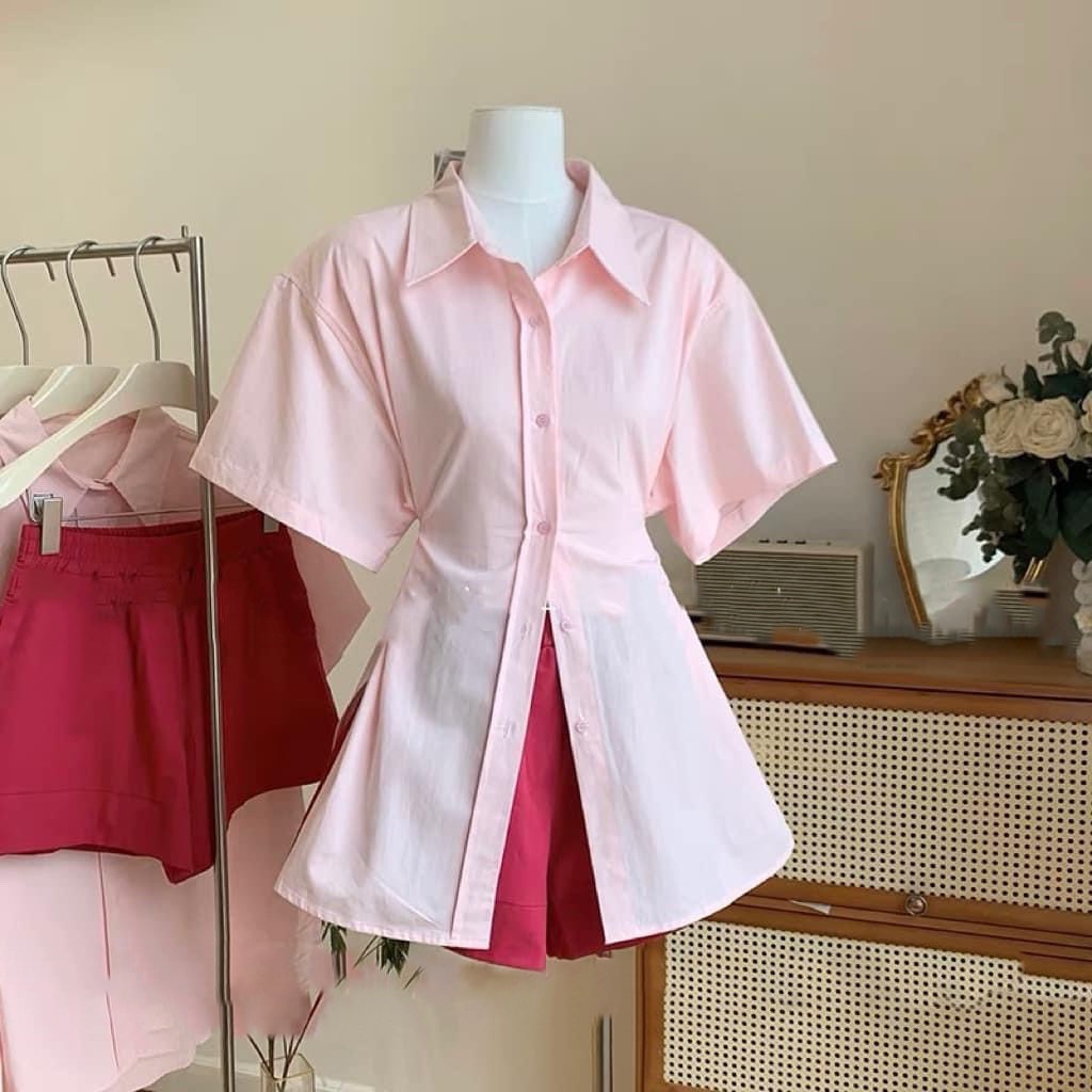 SET SƠ MI NÚT BẤM EO + QUẦN SHORT