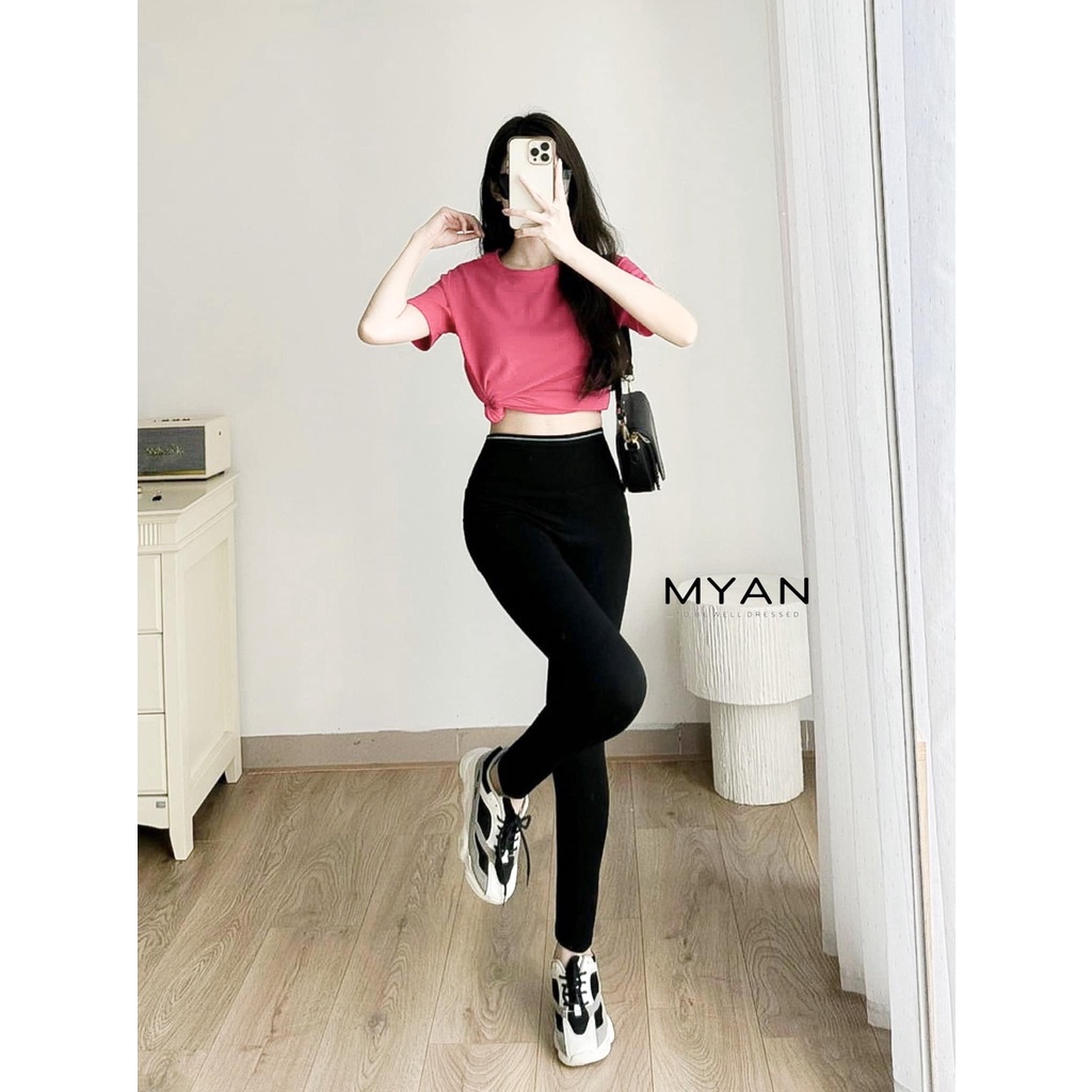 Quần Legging Nữ MYAN Chất Thun Co Giãn 4 Chiều Màu Đen, Biker Short Cạp Cao | BigBuy360 - bigbuy360.vn