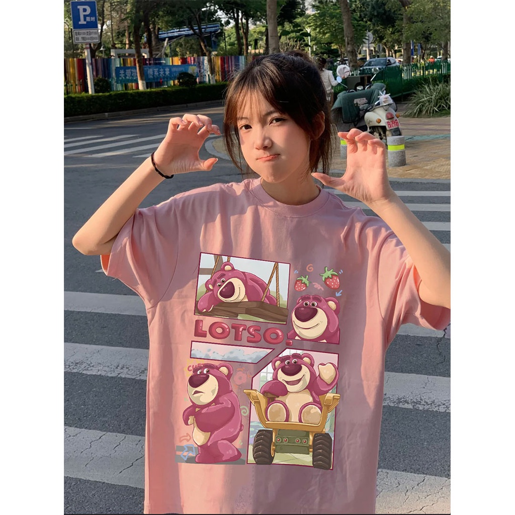 Áo thun gấu lotso form rộng AT393 Miucho chất vải cotton in graphic