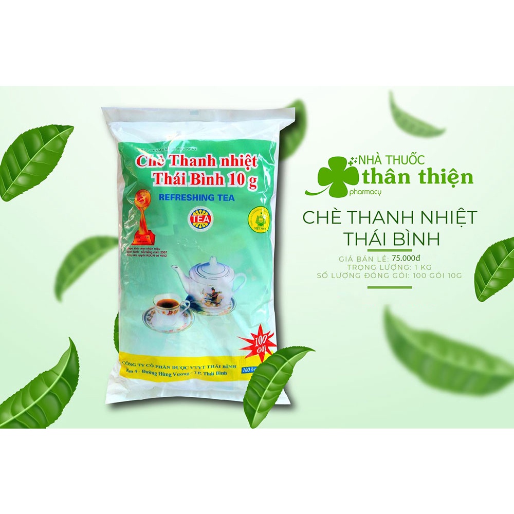 Trà Thanh Nhiệt Thái Bình_ Chè Thanh Nhiệt Thái Bình Túi Lọc 100 Gói (10gr)