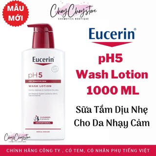 (TEM CTY) (Date 2026) Sữa tắm Eucerin pH5 Washlotion 1000mL (có mùi, nắp đỏ)