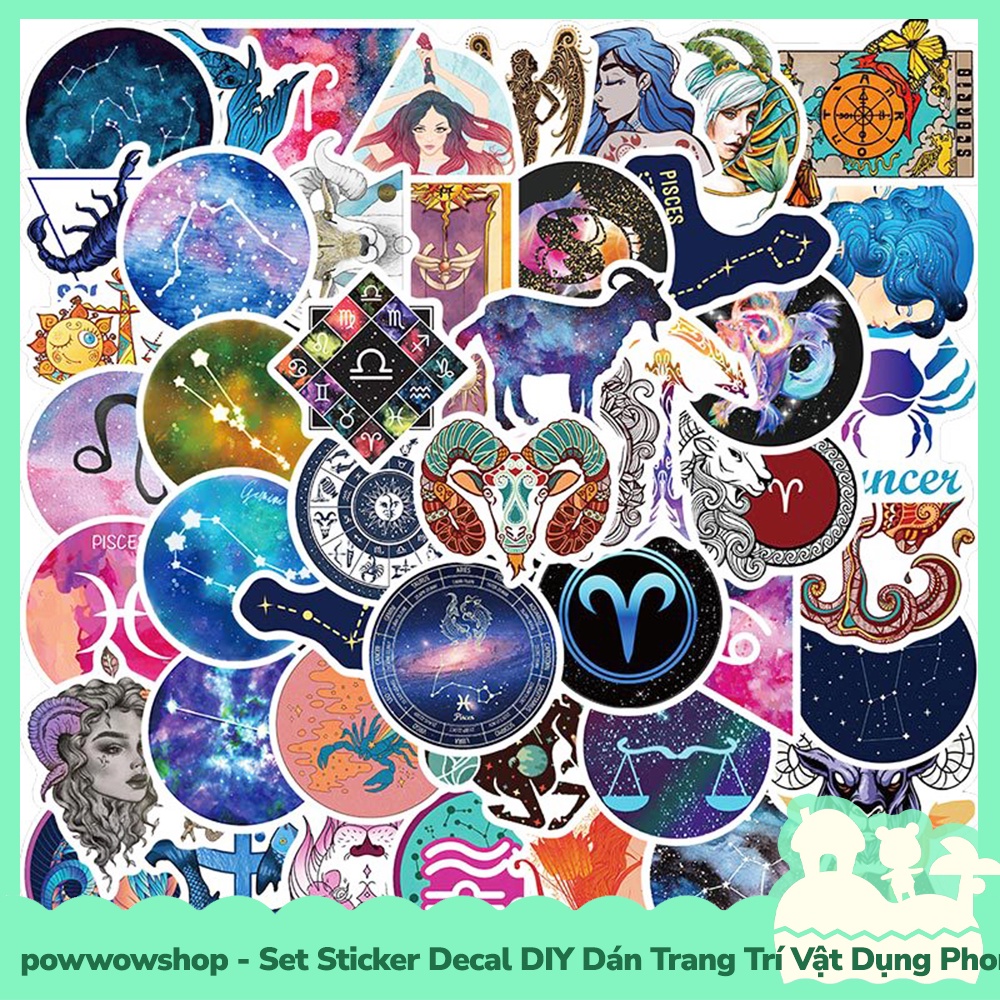 [Sẵn VN - Hỏa Tốc] Set Bộ 20/22/25/50/60 Miếng Sticker DIY Chống Thấm Nước Dán Trang Trí Vật Dụng Chủ Đề Yoga, Horoscope