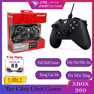Tay cầm chơi game Xbox 360, Tay cầm chuyên Fo4 có dây không lo delay, có rung khi chơi dung cho laptop, PC full Skill