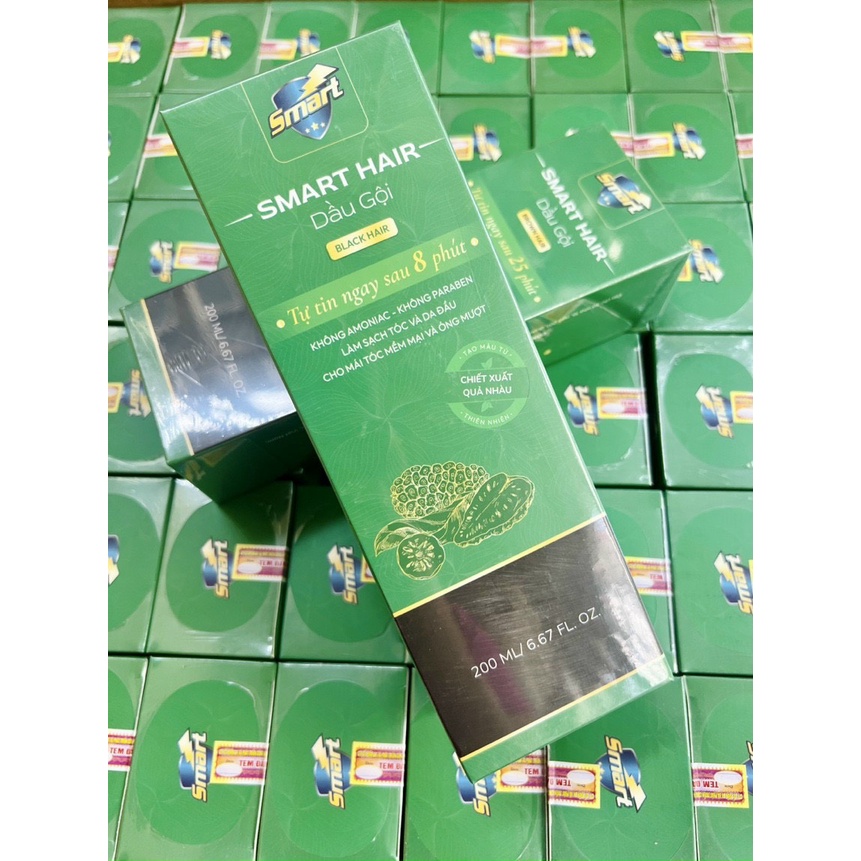 Dầu gội - Nhuộm tóc PHỦ BẠC SMART HAIR - Hai màu Đen và Nâu - Hương thơm dịu nhẹ và màu tự nhiên. Kèm Hàng Tặng.