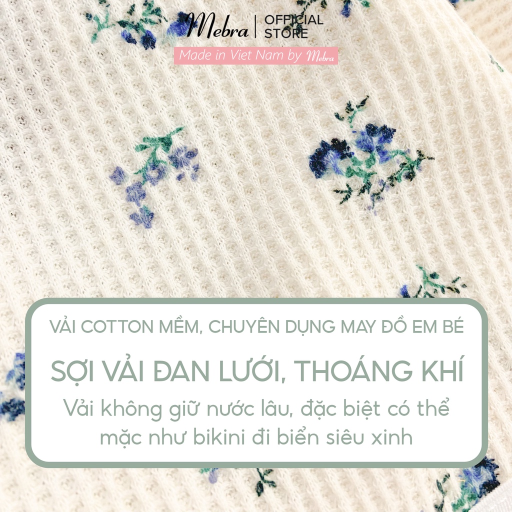 Set bikini đồ lót nữ màu be sáng hoa nhí cotton tổ ong bra không gọng mút mỏng quần tam giác đai to cá tính Mebra A064